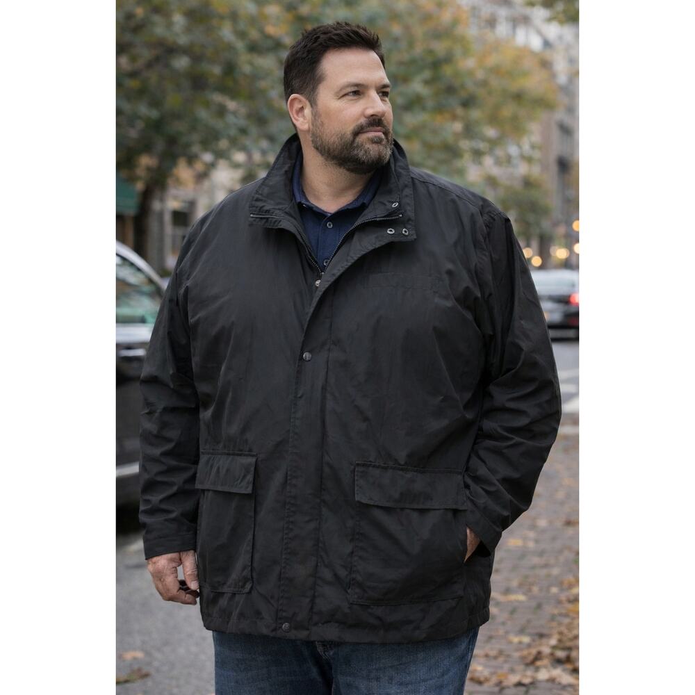 J.M. Haggar Outerwear Water Resistant Black Coat Jacket Full Zip with Pockets